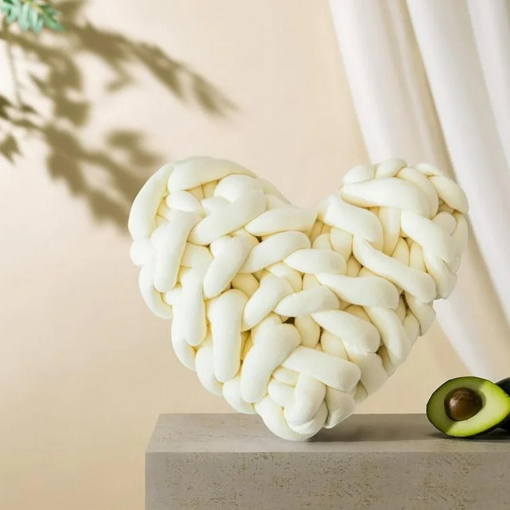 Heart-Shaped Cream Throw Pillow